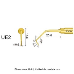 Punta cirugía Woodpecker UE2 para Mectron