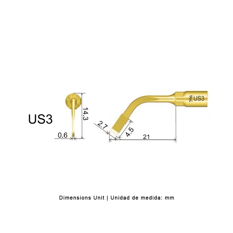 Punta cirugía Woodpecker US3 para Mectron