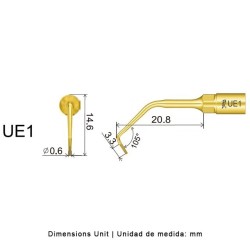 Punta cirugía Woodpecker UE1 para Mectron